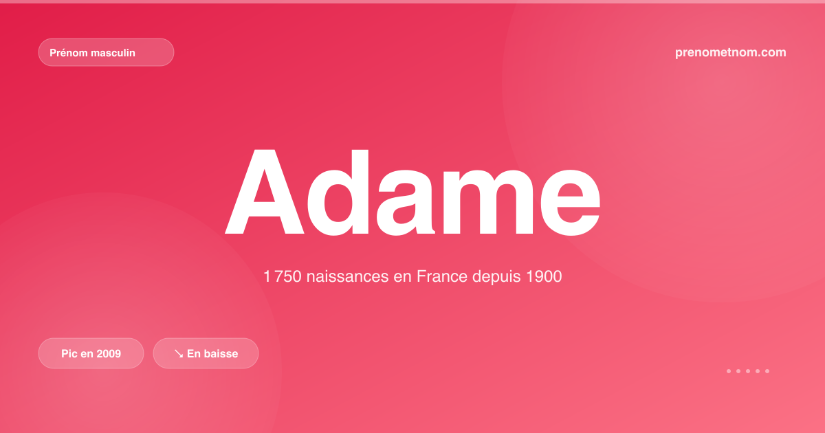 Carte visuelle du prénom Adame