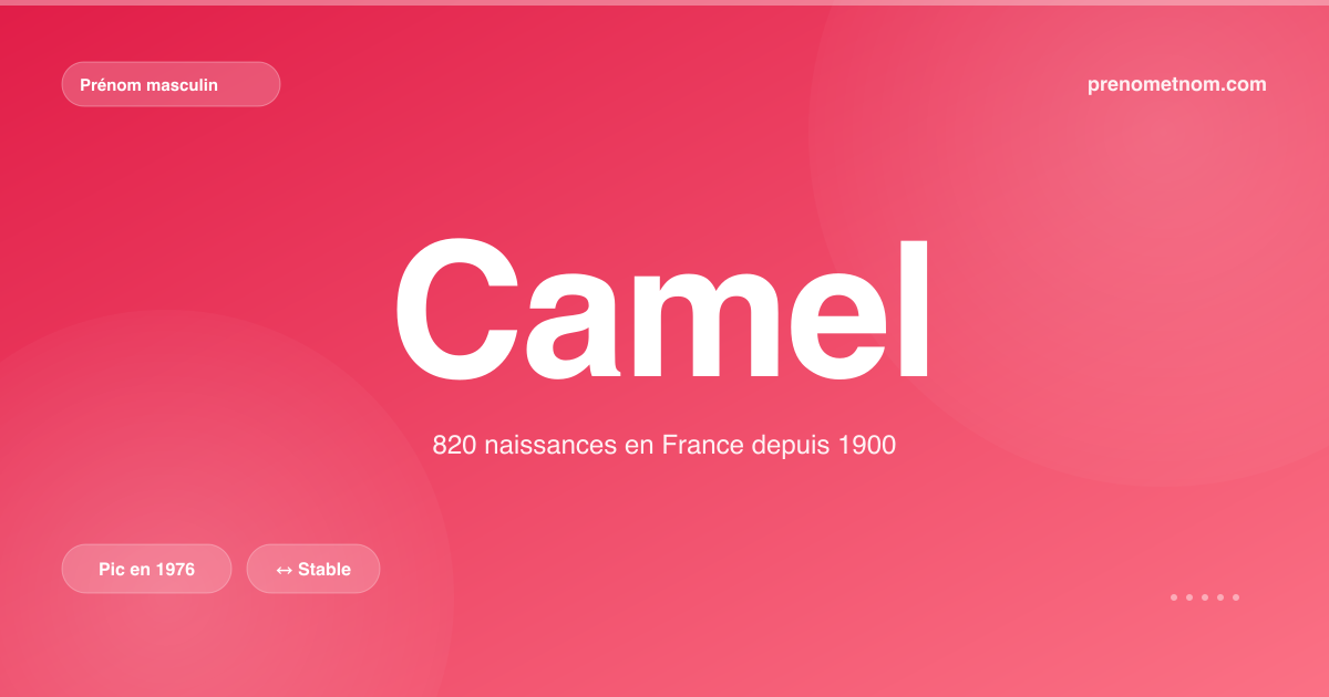 Carte visuelle du prénom Camel