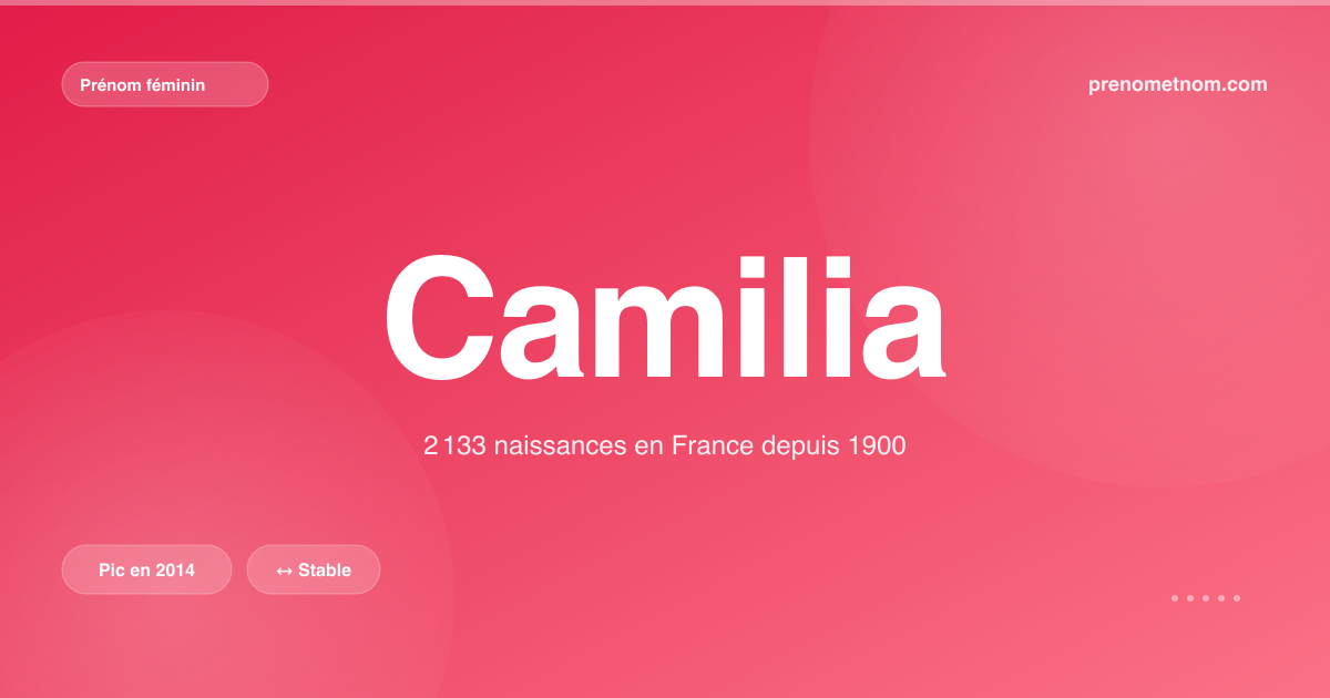 Carte visuelle du prénom Camilia
