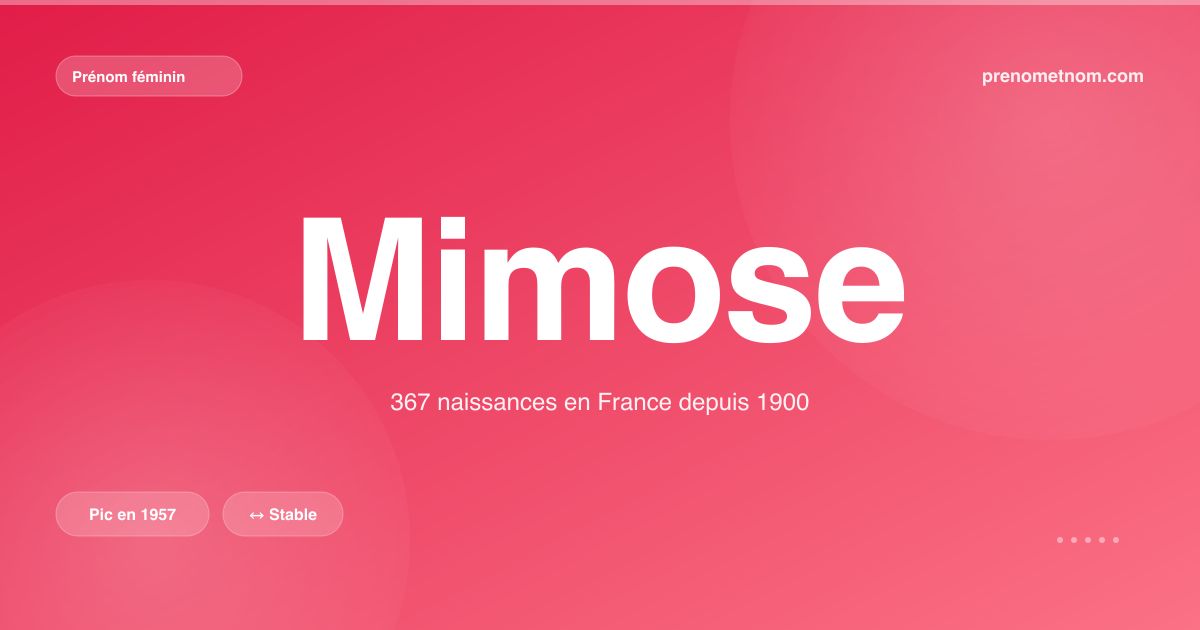 Carte visuelle du prénom Mimose
