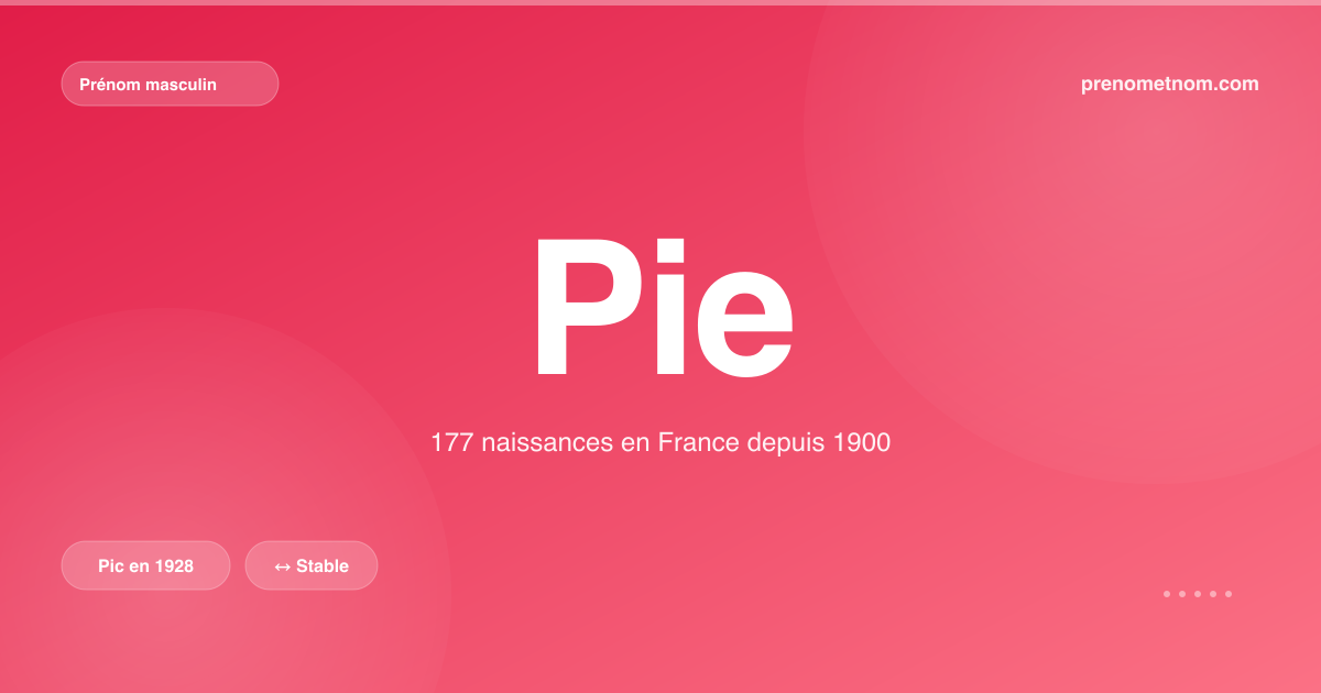 Carte visuelle du prénom Pie