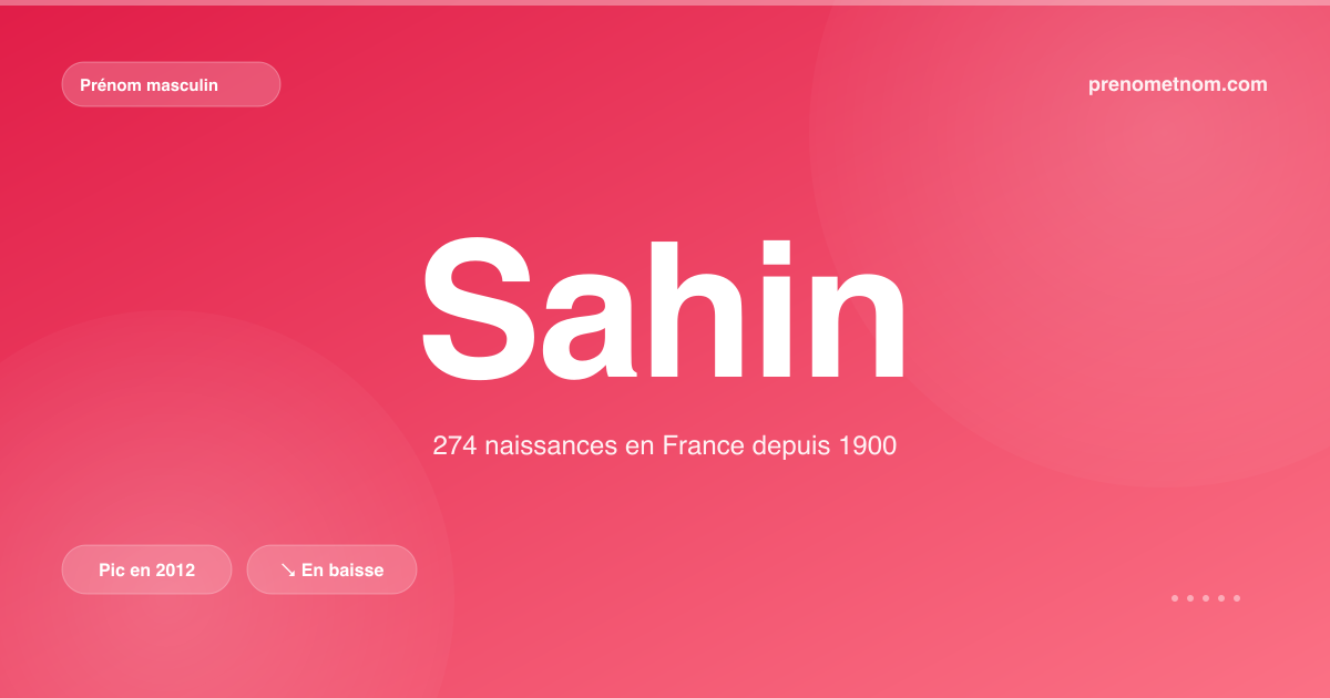 Carte visuelle du prénom Sahin