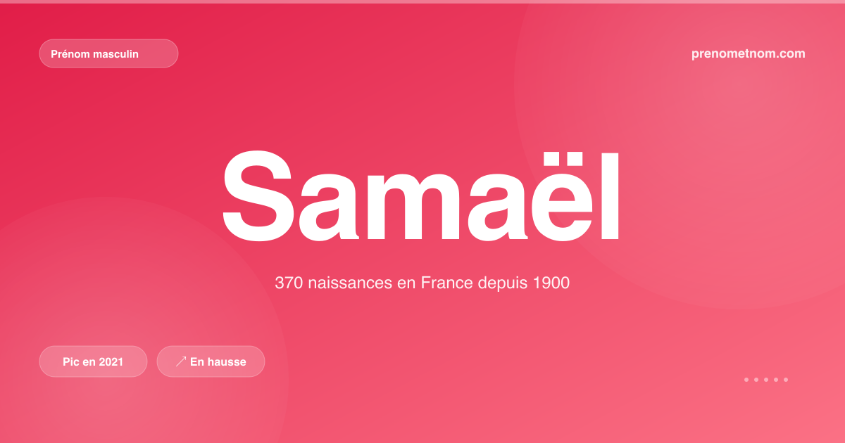 Carte visuelle du prénom Samaël