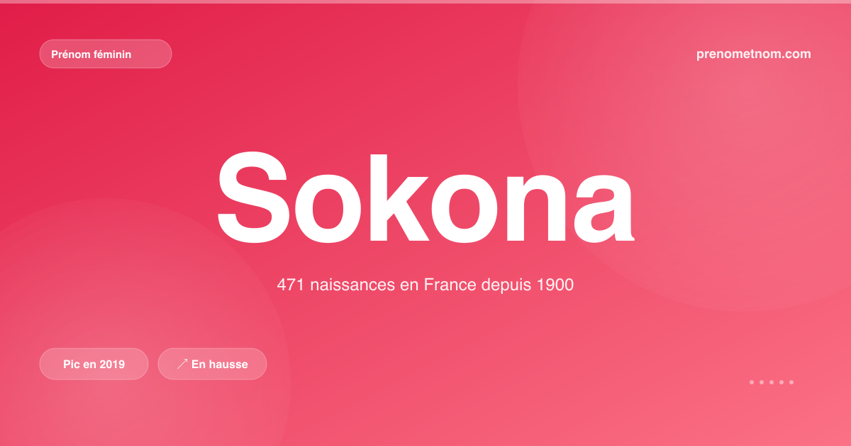 Carte visuelle du prénom Sokona
