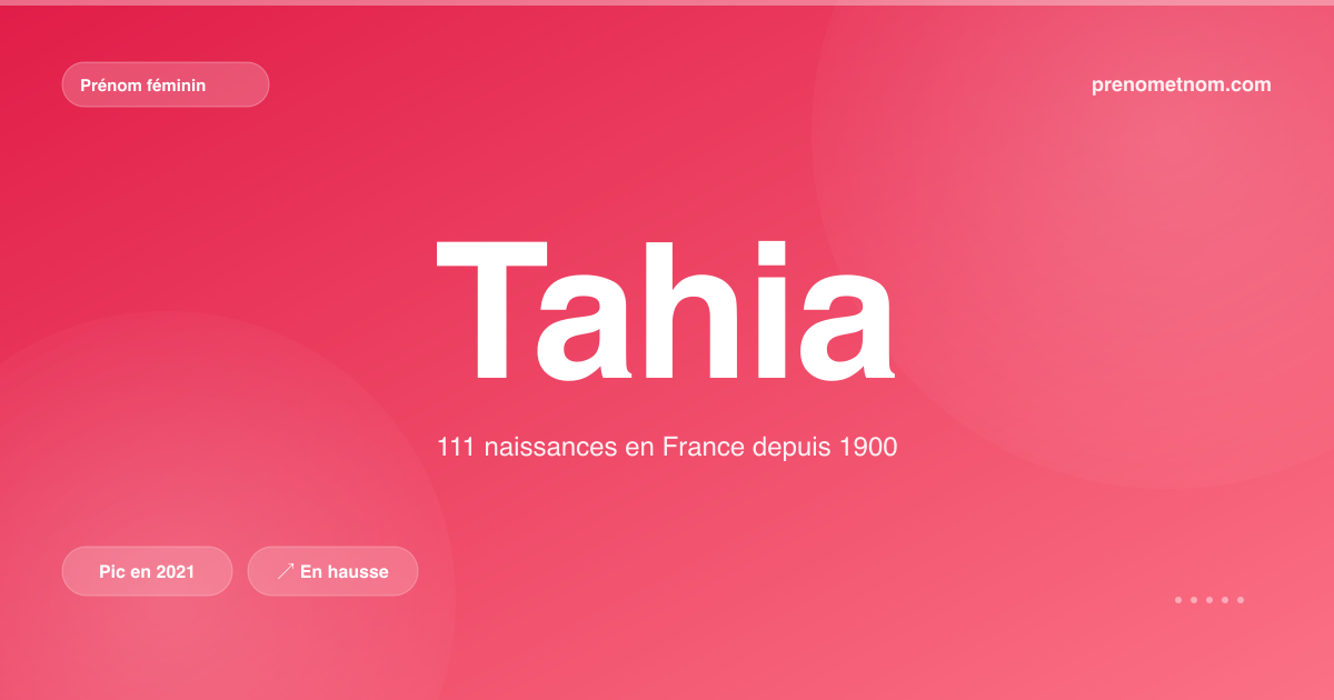 Carte visuelle du prénom Tahia