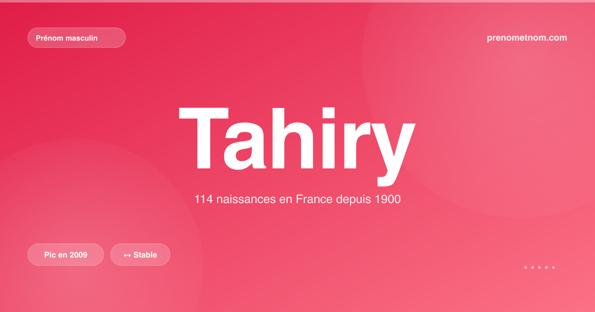 Carte visuelle du prénom Tahiry