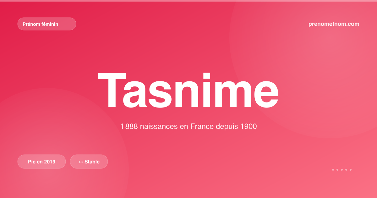 Carte visuelle du prénom Tasnime