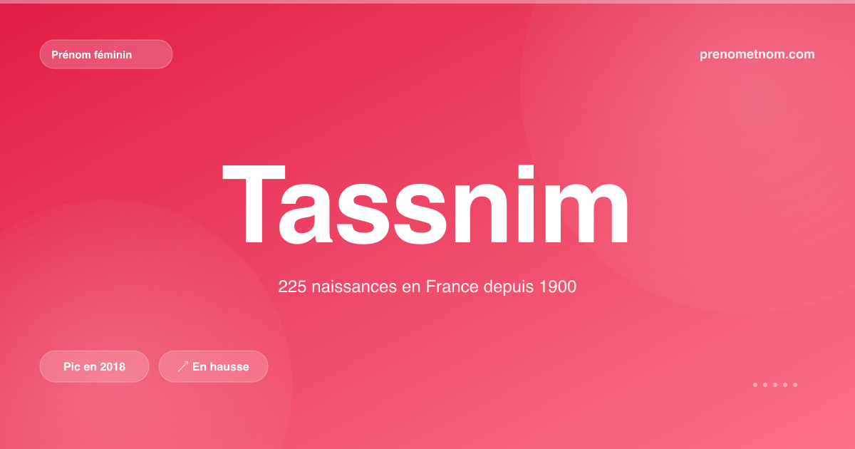 Carte visuelle du prénom Tassnim