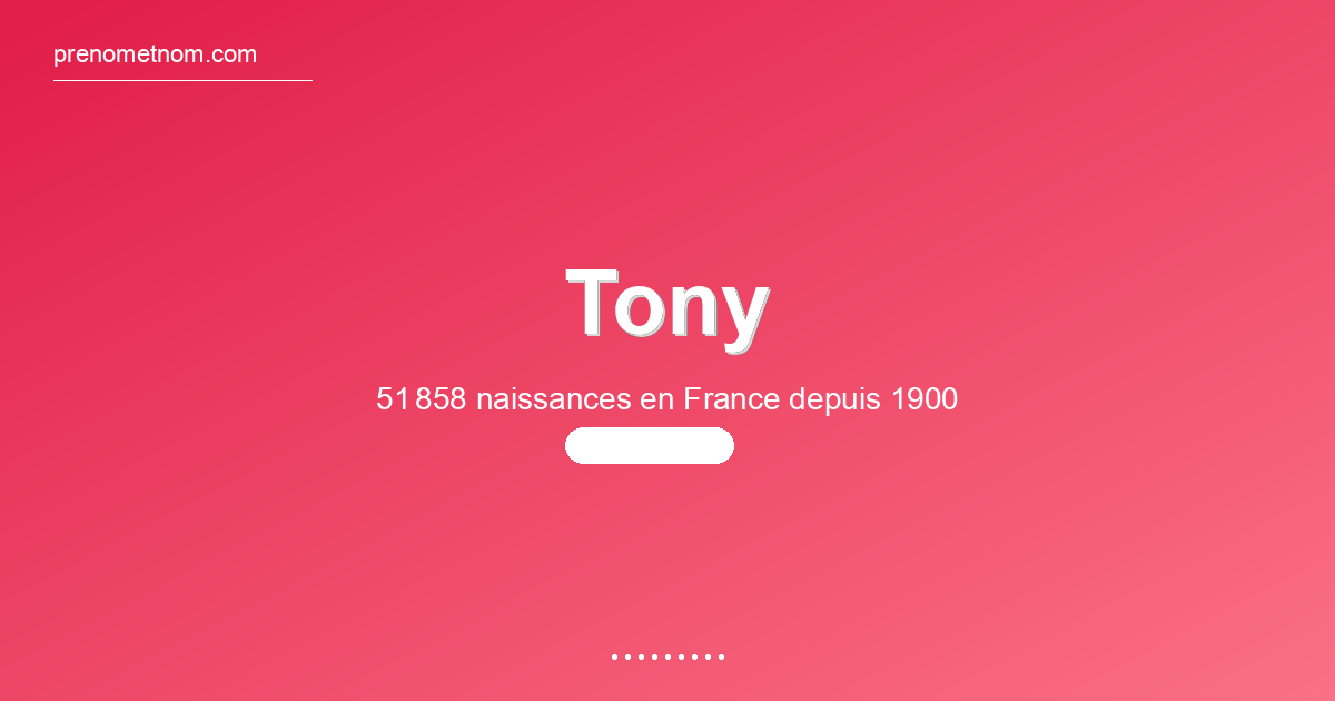 Carte visuelle du prénom Tony